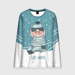 Мужской лонгслив Pig: I love winter