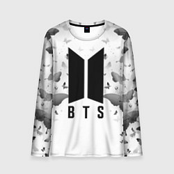 Лонгслив мужской BTS: Grey Butterflies, цвет: 3D-принт