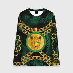 Лонгслив мужской Золотой леопард и цепь, цвет: 3D-принт