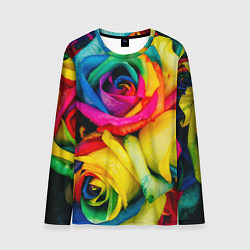 Лонгслив мужской Разноцветные розы, цвет: 3D-принт