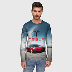 Лонгслив мужской Tesla Model 3, цвет: 3D-принт — фото 2