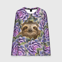 Мужской лонгслив Ленивец среди цветов
