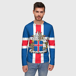 Лонгслив мужской Флаг и Герб Исландии, цвет: 3D-принт — фото 2