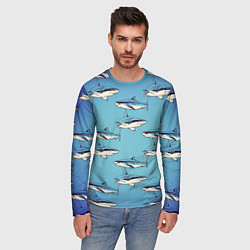 Лонгслив мужской Акулы Паттерн, цвет: 3D-принт — фото 2