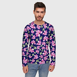 Лонгслив мужской Акварельные цветы Магнолии, цвет: 3D-принт — фото 2