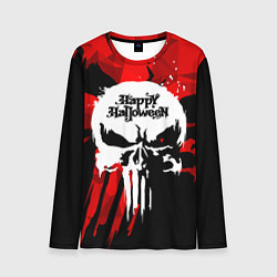 Мужской лонгслив Белый череп - счастливый Хэллоуин
