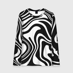 Лонгслив мужской Черно-белые полосы Black and white stripes, цвет: 3D-принт