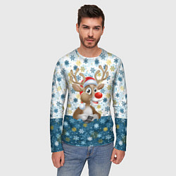 Лонгслив мужской Весёлый Оленёнок, цвет: 3D-принт — фото 2