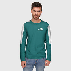 Лонгслив мужской Как в игре в кальмара Куртка бирюзовая, цвет: 3D-принт — фото 2