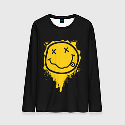 Лонгслив мужской NIRVANA LOGO SMILE, БРЫЗГИ КРАСОК, цвет: 3D-принт