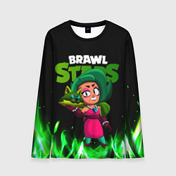 Мужской лонгслив LOLA ЛОЛА BRAWLSTARS зеленый огонь