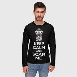 Лонгслив мужской Keep calm and scan me: fuck off, цвет: 3D-принт — фото 2