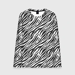 Лонгслив мужской Чёрно-Белые полоски Зебры, цвет: 3D-принт