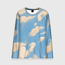 Лонгслив мужской Рисунок голубого неба с облаками маслом, цвет: 3D-принт