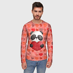 Лонгслив мужской Панда с сердечком день влюбленных, цвет: 3D-принт — фото 2