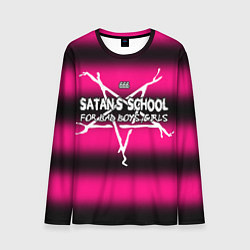 Лонгслив мужской Satan school for bad boys and girls pink, цвет: 3D-принт