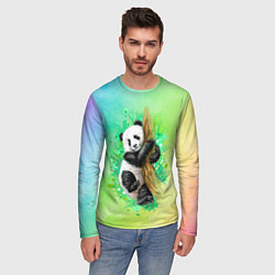 Лонгслив мужской ПАНДА PANDA ЦВЕТНЫЕ КРАСКИ, цвет: 3D-принт — фото 2