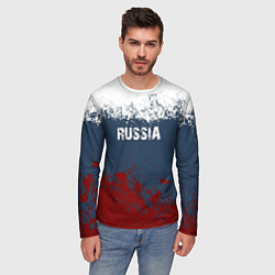 Лонгслив мужской Россия - краски, цвет: 3D-принт — фото 2