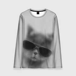 Лонгслив мужской Крутой кот в очках в тумане, цвет: 3D-принт