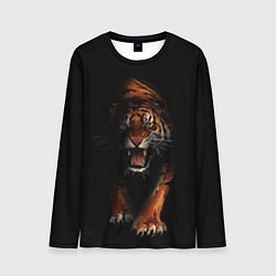 Лонгслив мужской Тигр на черном фоне, цвет: 3D-принт