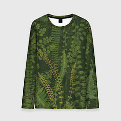 Лонгслив мужской Цветы Зеленые Папоротники, цвет: 3D-принт