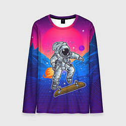 Лонгслив мужской Космонавт прыгает на скейте, цвет: 3D-принт