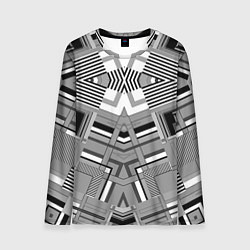 Лонгслив мужской Черно белый современный геометрический узор Симмет, цвет: 3D-принт