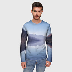 Лонгслив мужской Горы Озеро Туман, цвет: 3D-принт — фото 2