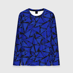 Лонгслив мужской Синие треугольники-геометрический узор, цвет: 3D-принт
