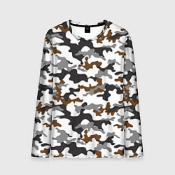 Лонгслив мужской Камуфляж Чёрно-Белый Camouflage Black-White, цвет: 3D-принт