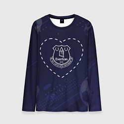 Мужской лонгслив Лого Everton в сердечке на фоне мячей