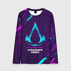 Лонгслив мужской Символ Assassins Creed в неоновых цветах на темном, цвет: 3D-принт