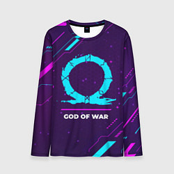 Лонгслив мужской Символ God of War в неоновых цветах на темном фоне, цвет: 3D-принт