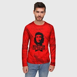 Лонгслив мужской Че Гевара - на красном фоне, цвет: 3D-принт — фото 2