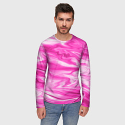Лонгслив мужской Розовая мраморная текстура, цвет: 3D-принт — фото 2