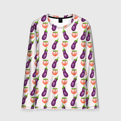 Лонгслив мужской Баклажаны и персики паттерн, цвет: 3D-принт