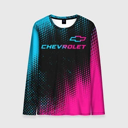 Лонгслив мужской Chevrolet - neon gradient: символ сверху, цвет: 3D-принт