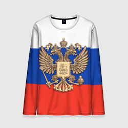 Мужской лонгслив Герб России на фоне флага
