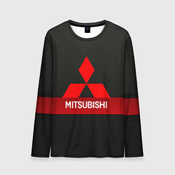 Мужской лонгслив Mitsubishi - логотип - красная полоса