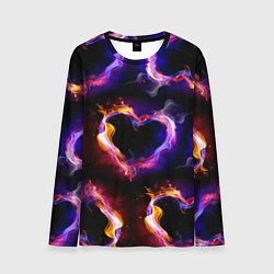 Лонгслив мужской Пламенное сердце - паттерн, цвет: 3D-принт