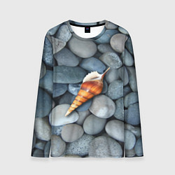 Лонгслив мужской Одинокая ракушка среди морских камней, цвет: 3D-принт
