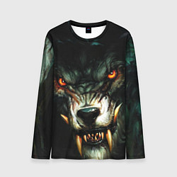 Мужской лонгслив Злой волк с длинными клыками