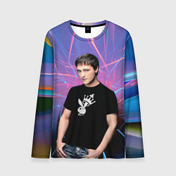 Мужской лонгслив Юрий Шатунов на неоновом фоне