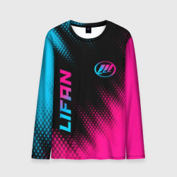 Лонгслив мужской Lifan - neon gradient: надпись, символ, цвет: 3D-принт