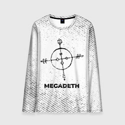 Мужской лонгслив Megadeth с потертостями на светлом фоне