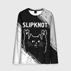 Лонгслив мужской Группа Slipknot и рок кот, цвет: 3D-принт