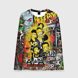 Лонгслив мужской Simpsons & Punks not dead! Motto!, цвет: 3D-принт
