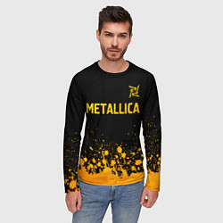 Лонгслив мужской Metallica - gold gradient: символ сверху, цвет: 3D-принт — фото 2