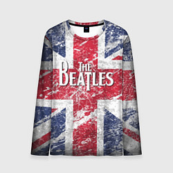 Лонгслив мужской The Beatles - лого на фоне флага Великобритании, цвет: 3D-принт
