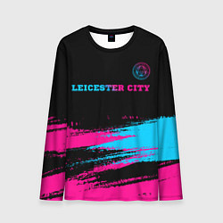 Мужской лонгслив Leicester City - neon gradient: символ сверху